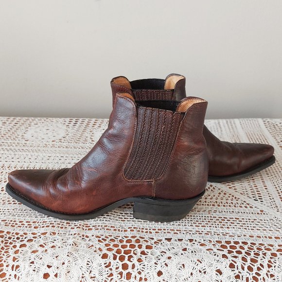 Silver Rebel Short Boots Size 6 Women Leather Western Cowboy Boho Ankle Bootie - Picture 10 of 14